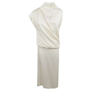 Fabiana Filippi Draped Satin Midi Dress With Decorative Buttons - NWT